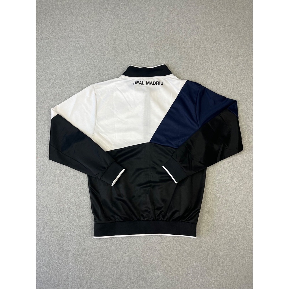 Real Madrid CF Track Jacket Mens L Black White Blue Color Block Full Zip - Picture 7 of 8